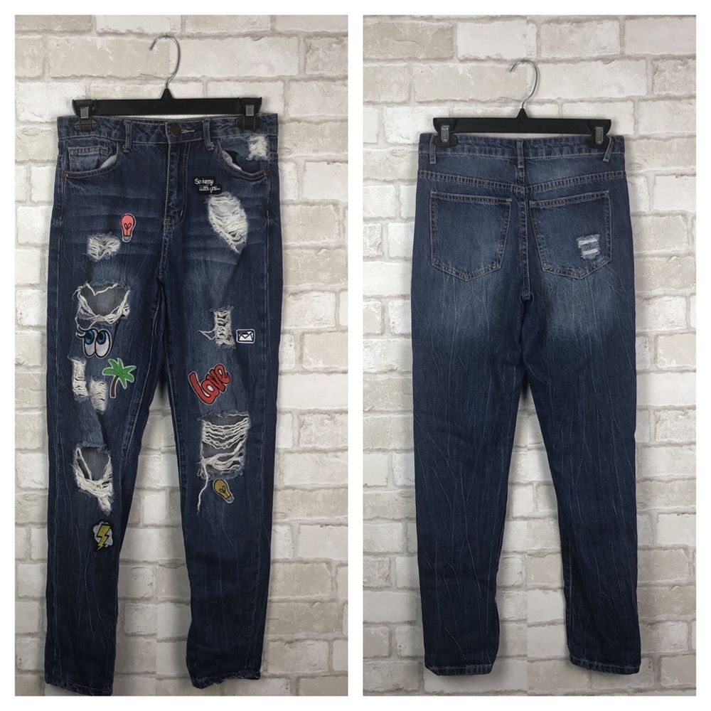 Forever 21 Distressed Patch Jeans Size 24